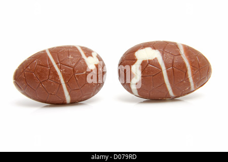 two chocolate easter eggs over white background Stock Photo