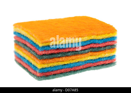 Pile of coloured fibre pan scourers Stock Photo