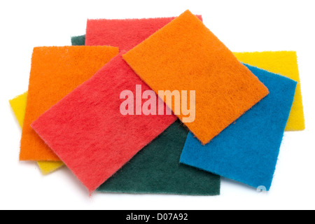 Pile of coloured fibre pan scourers Stock Photo