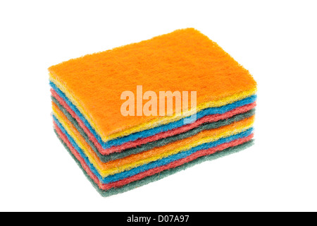 Pile of coloured fibre pan scourers Stock Photo
