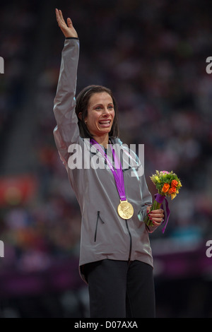 Jennifer Suhr (USA) gold medal winner in the Women's Pole Vault at the Olympic Summer Games, London 2012 Stock Photo