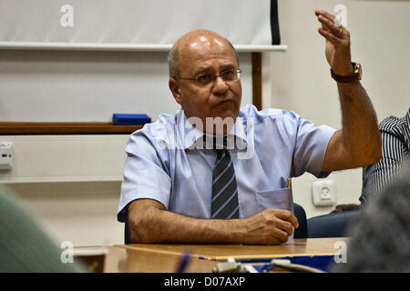 Ashkelon, Israel. 19th Nov, 2012. Dr. Chezy Levy, Barzilai Hospital C.E.O. and Medical Director, explains the hardships of conducting a heart catheterization procedure while air-raid sirens sound and the personal sacrifices medical staff must make when deciding not to leave their patients' side. Ashkelon, Israel. 19-Nov-2012.    The Barzilai Hospital with 550 beds has been forced to reduce occupancy to 250, comprising mainly of Pillar of Defense related injuries, due to Palestinian controlled Gaza launched missiles hitting hospital grounds. Stock Photo