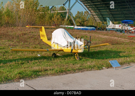 Ultralight homebuilt airplane type Cri-Cri. Stock Photo