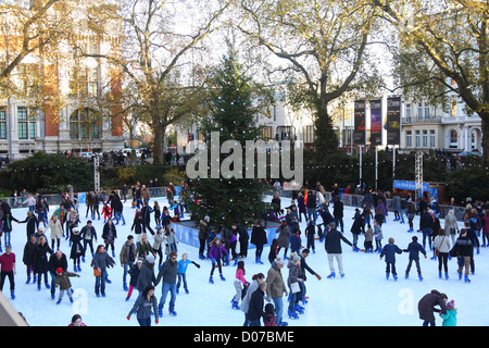 Ice Rink at Xmas Natural History Museum  London Stock Photo