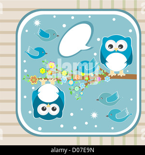 Cute bird sitting on a tree branch, Ink black and white drawing Stock ...