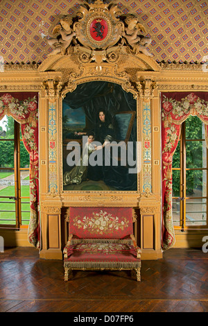 PANEL IN GREAT GALLERY DECORATED PAINTING FROM 1719 AFTER LOUIS-FERDINAND ELLE REPRESENTING MADAME LA MARQUISE DE MAINTENON Stock Photo