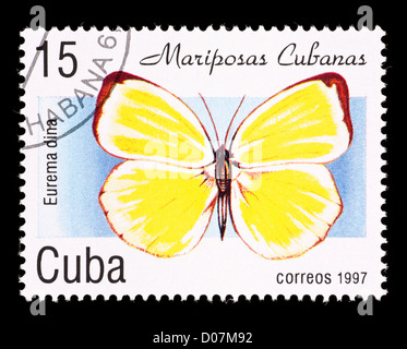 Postage stamp from Cuba depicting a native butterfly (Eurema dina) Stock Photo