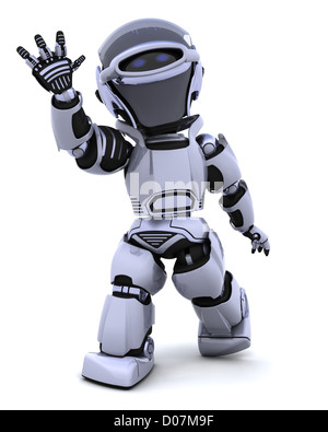 3D render of a robot introducing or presenting Stock Photo