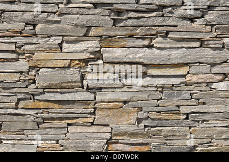 Gray Layered Stone Brick Wall Background Stock Photo