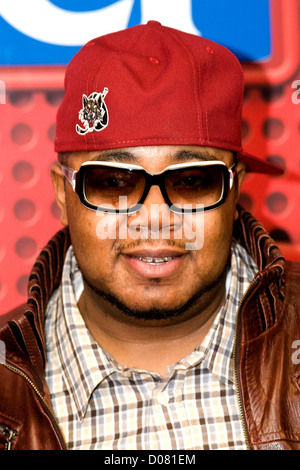 Twista WGCI on-air personality, Jamal Smallz, interviews Twista on new release, 'The Perfect Storm' at the Coca Cola Lounge Stock Photo