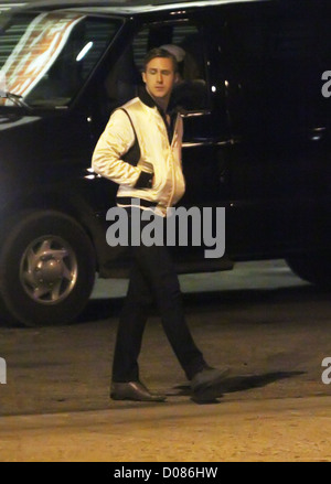 Ryan Gosling on the set of his new film 'Drive' Los Angeles, California - 10.11.10 Stock Photo