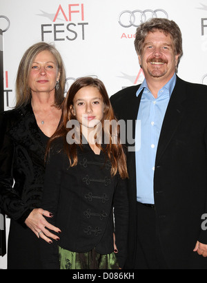 John Wells with his wife Marilyn Wells and daughter Madison Wells AFI Fest 2010 - 'The Company Men' screening held at Grauman's Stock Photo