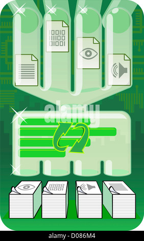 Illustrative representation showing file processing system Stock Photo