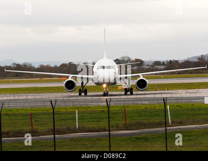 Scandinavian Airlines System SAS Airbus A319 Airliner Taxiing at Manchester International Airport England United Kingdom UK Stock Photo