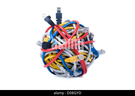 Multicolored computer cable isolated on white background Stock Photo