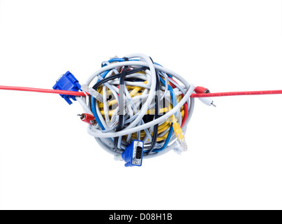 Multicolored computer cable isolated on white background Stock Photo