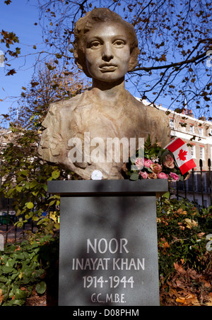 Statue of WWII Special Operations Executive heroine Noor Inayat Khan in Gordon Square, London Stock Photo