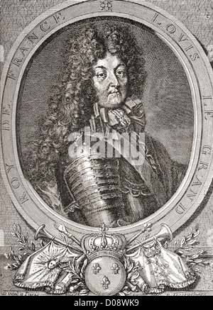 Louis XIV, 1638 – 1715, aka Louis the Great or the Sun King. Bourbon monarch who ruled as King of France and Navarre. Stock Photo