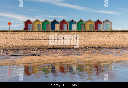 Beach Huts at Blyth in Northumberland Stock Photo