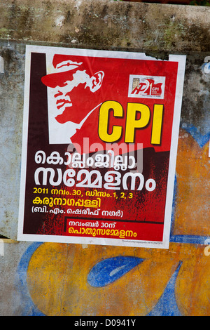 PROPAGANDA FROM THE CPI COMMUNIST PARTY OF INDIA (MARXIST) NEDUNGOLAM KERALA SOUTHERN INDIA ASIA Stock Photo