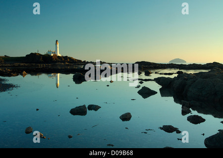 Turnberry Lighthouse and Turnberry Point at dusk, Ayrshire Stock Photo