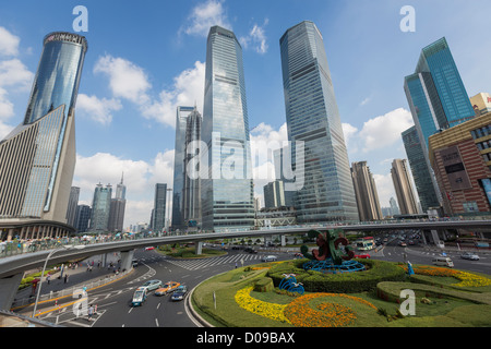 Skyline of Lujiazui district Pudong Shanghai, China Stock Photo