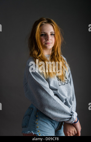 A 14 - 15 year old teenage girl, single, uk Stock Photo