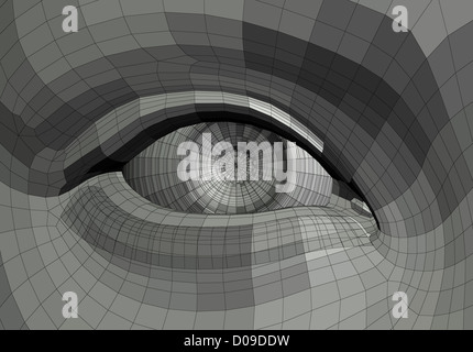 Mechanical human eye wire frame 3d illustration. Stock Photo