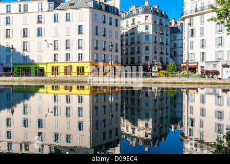 Houses along the Canal Saint Martin, Paris, France Stock Photo