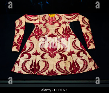 Silk kaftan on display in the Topkapi. Stock Photo