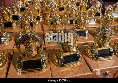 Plastic colar powered prayer wheels at souvenir shop near Barkhor Square, Lhasa, Tibet Stock Photo