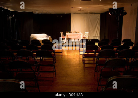 Theatre stage and seating, only set up for one play, Bristol, England, UK Stock Photo