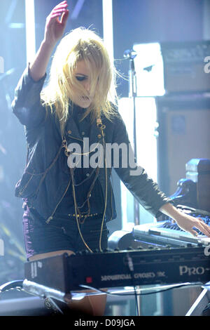 November 20, 2012. Toronto, Canada.  Canadian indie rock and New Wave band METRIC performs live on Much Music LIVE@MUCH show. In picture, lead singer Emily Haines.  (DCP/N8N) Stock Photo