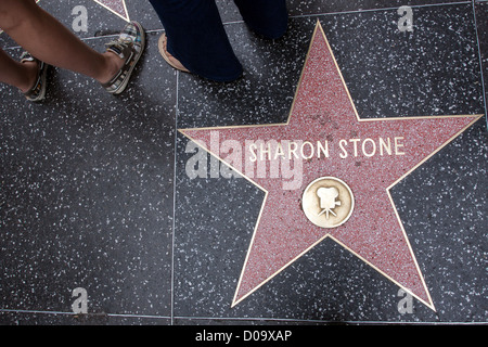 SHARON STONE'S STAR ON THE WALK OF FAME IN HOLLYWOOD LOS ANGELES CALIFORNIA UNITED STATES USA Stock Photo