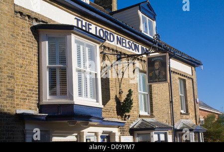 The Lord Nelson Adnams pub sign Southwold, Suffolk, England Stock Photo