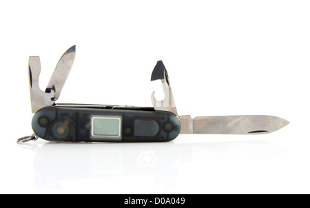 grey swiss knife isolated on white background Stock Photo