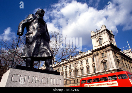 Statue of Winston Churchill in Westminster, London Stock Photo