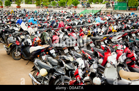 Motorbike parking in Ho Chi Minh City, Vietnam Stock Photo
