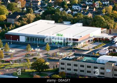 An aerial view of a new Asda store in Hatherley Lane, Cheltenham, Gloucestershire, UK Stock Photo