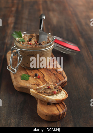 Beef liver pate with bread Stock Photo