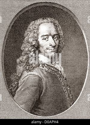 François-Marie Arouet, 1694 – 1778, known by his nom de plume Voltaire. French Enlightenment writer, historian and philosopher. Stock Photo