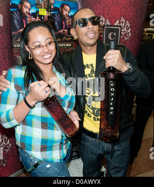 Chris Bridges aka Ludacris Chris 'Ludacris' Bridges hosts Conjure Cognac Bottle signing at Liquor Bank Los Angeles California, Stock Photo