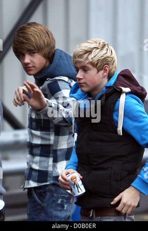 X Factor finalists Liam Payne and Niall Horan of boy band One Direction arriving at Fountain Studios in preparation the the Stock Photo