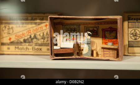 Erzgebirge woodcraft on display in Seiffen Toy Museum Seiffen, Ore Mountains, Saxony, Germany Stock Photo