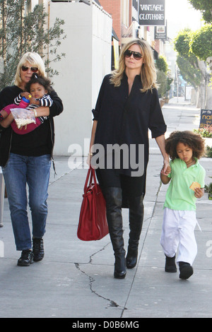 Heidi Klum and her son, Johan Heidi Klum and Seal drop their children off at Karate and Ballet class in Los Angeles Los Stock Photo