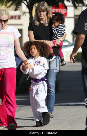 Heidi Klum's son, Johan Heidi Klum and Seal drop their children off at Karate and Ballet class in Los Angeles Los Angeles, USA Stock Photo