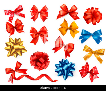 Big set of gift bows with ribbons. Vector illustration Stock Photo - Alamy