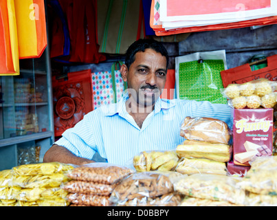 Local stall owner in Mapusa, Goa, India Stock Photo