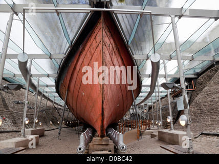 The iron hull of Isambard Kingdom Brunel's SS Great Britain which can be seen in the maritime museum dry dock in Bristol, England, UK Stock Photo