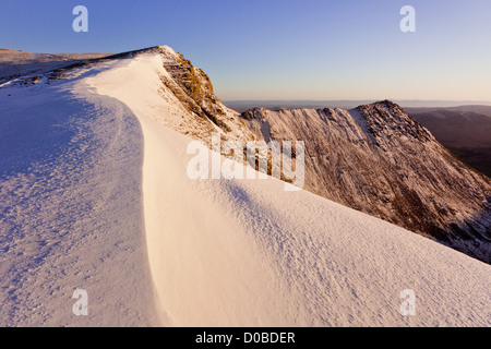 Striding Edge in winter, Helvellyn Stock Photo